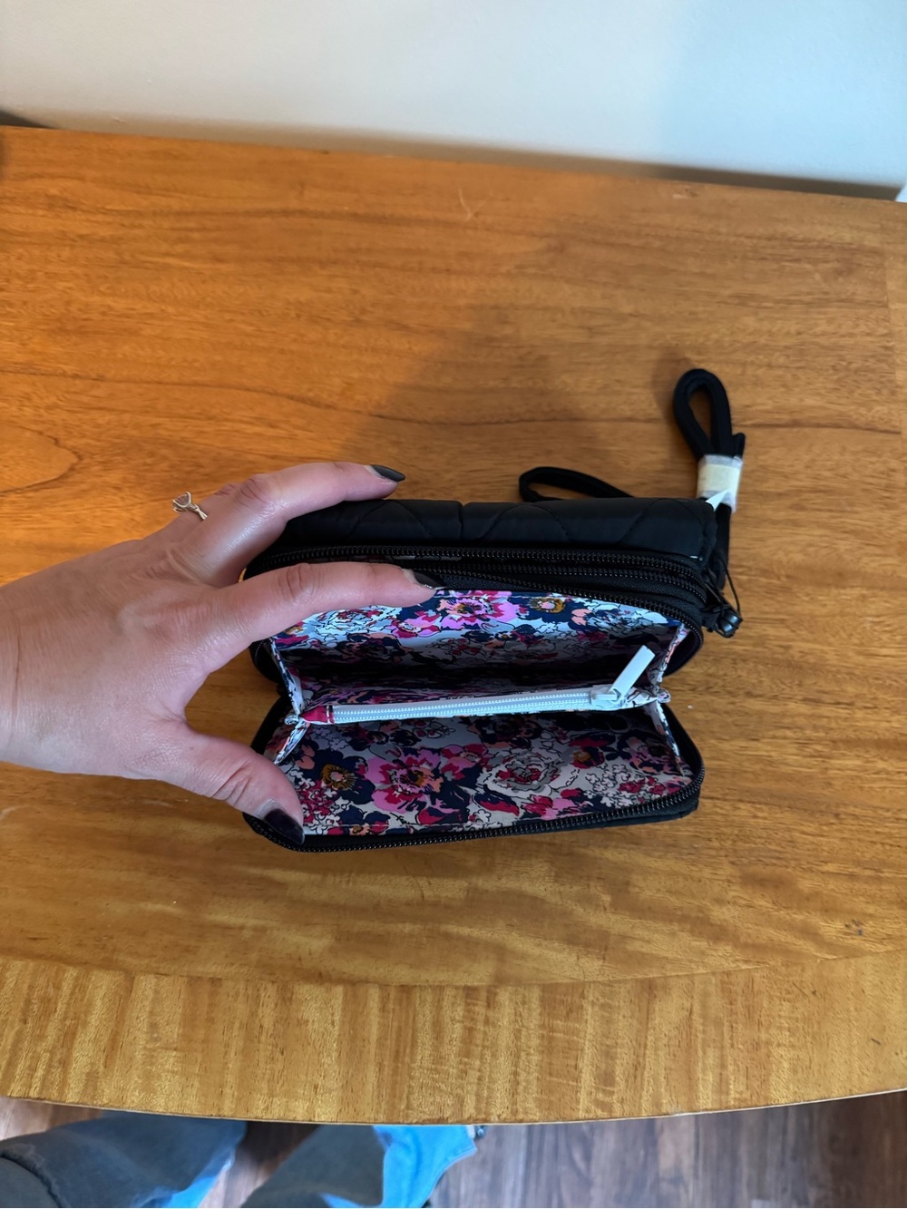 Vera Bradley Black Quilted Crossbody Wallet with Adjustable Strap - Picture 6 of 6